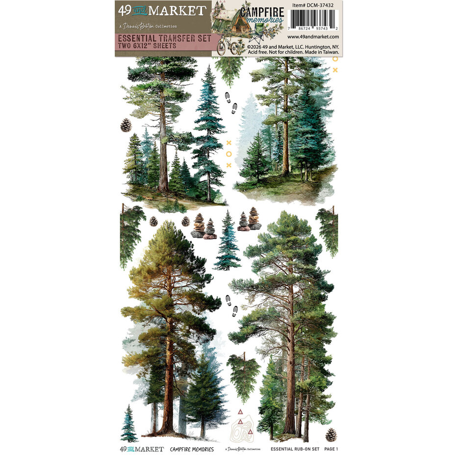 49 and Market, Rub On Transfer Set, Essential, Campfire Memories, by Dennis Bruton, 6x12 inch - DCM-37432