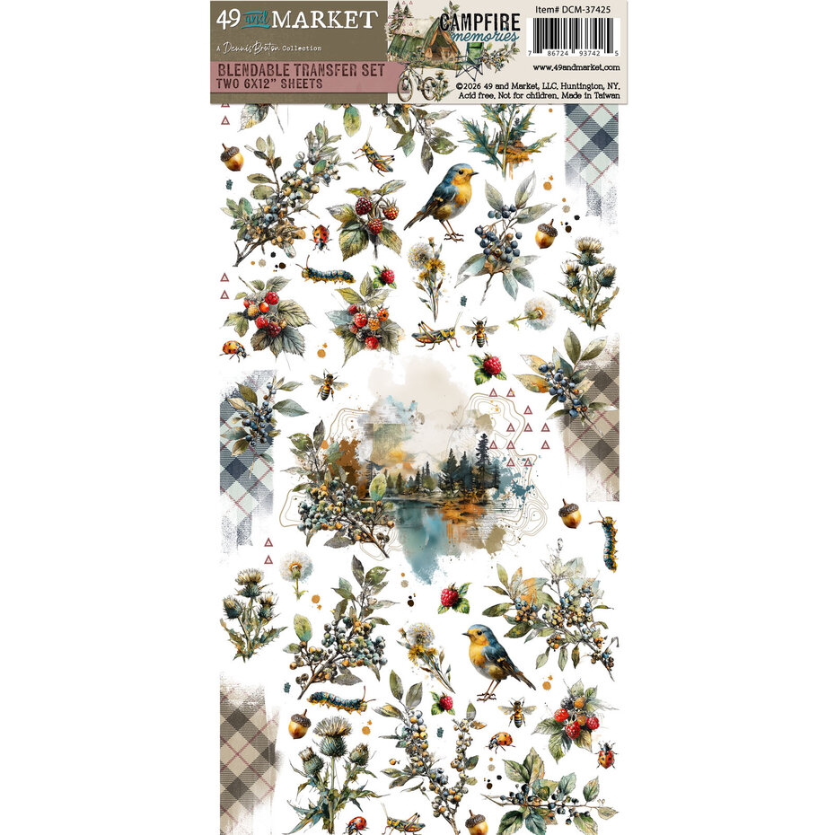 49 and Market, Rub On Transfer Set, Blendable, Campfire Memories, by Dennis Bruton, 6x12 inch - DCM-37425