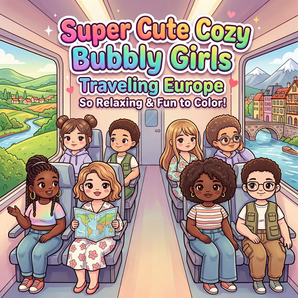 Find It Color, Coloring Book, Super Cute Cozy Bubbly Girls Traveling Europe - FITCCB10008