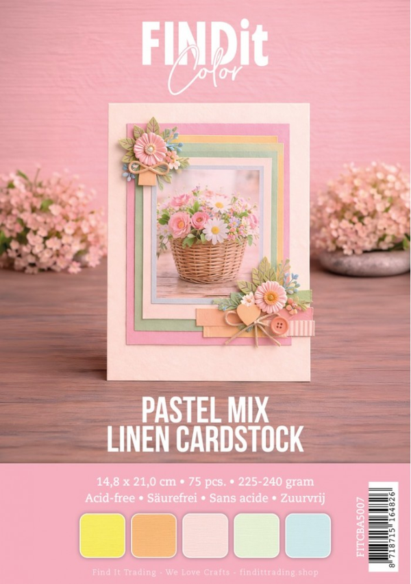 Find it Color, Linnen Cardstock Pack A5, Pastel Mix - FITCBA5007