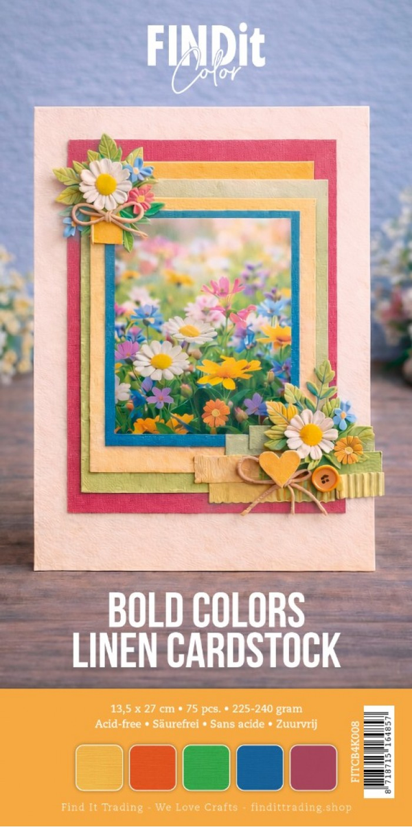 Find it Color, Linnen Cardstock Pack 4K, Bold Colors - FITCB4K008