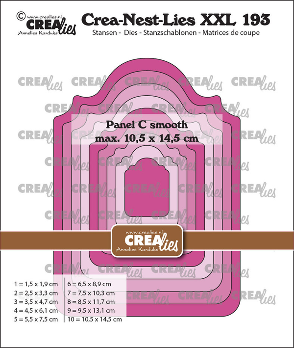 Crealies, Snijmal, Crea-Nest-Lies XXL, Paneel C Glad - CLNestXXL193