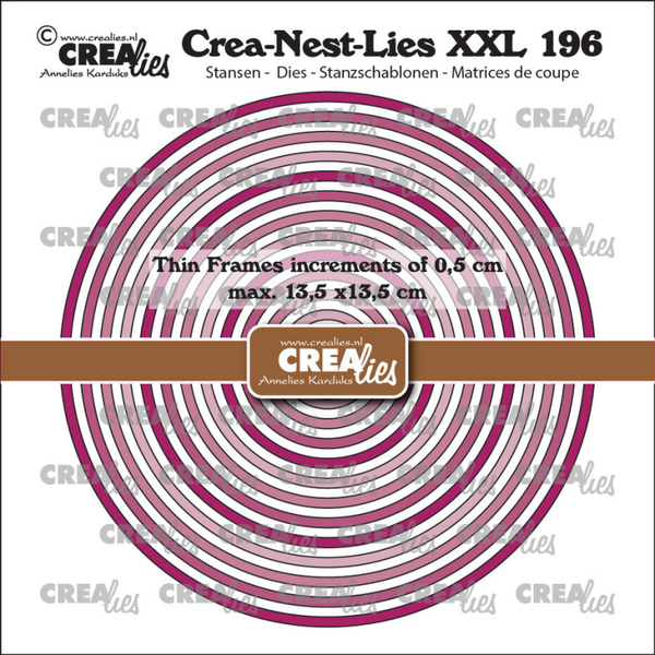 Crealies, Snijmal, Crea-Nest-Lies XXL, Dunne Kaders, Cirkels Glad - CLNestXXL196