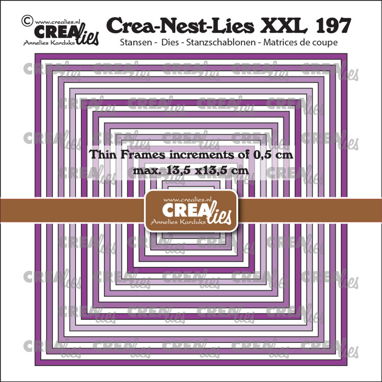 Crealies, Snijmal, Crea-Nest-Lies XXL, Dunne Kaders, Vierkanten Glad - CLNestXXL197