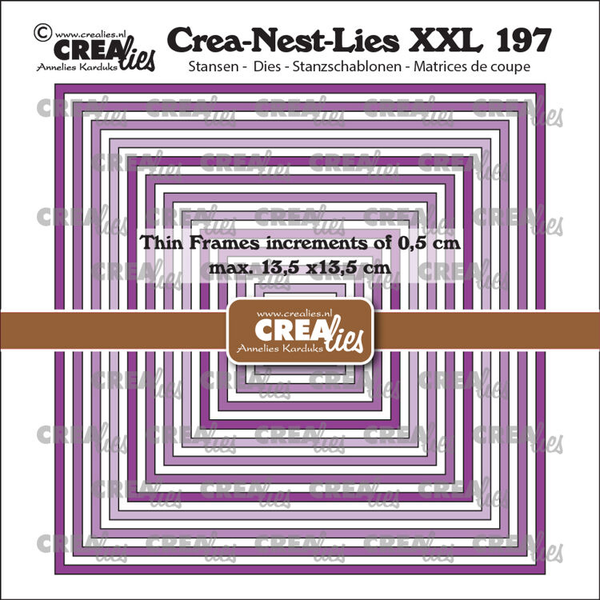 Crealies, Snijmal, Crea-Nest-Lies XXL, Dunne Kaders, Vierkanten Glad - CLNestXXL197