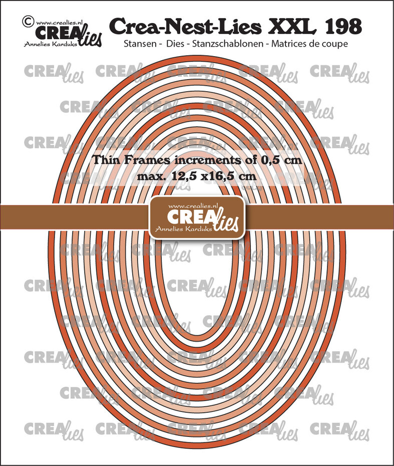 Crealies, Snijmal, Crea-Nest-Lies XXL, Dunne Kaders, Ovalen Glad - CLNestXXL198