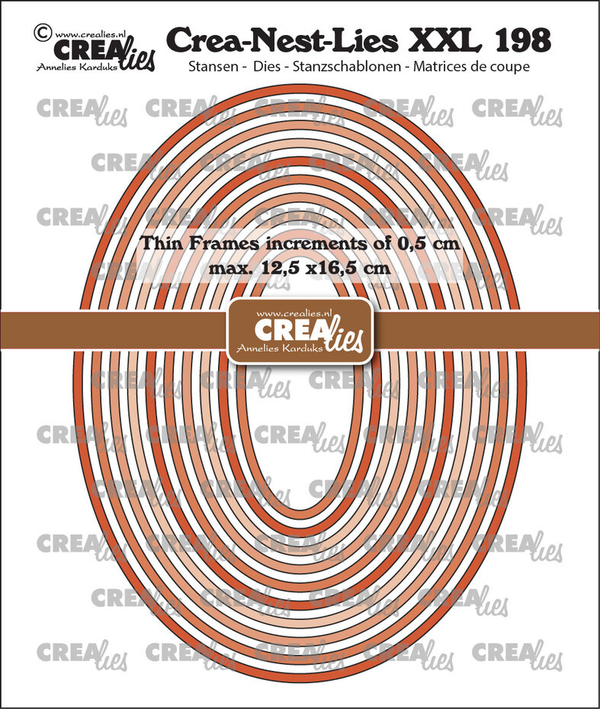 Crealies, Snijmal, Crea-Nest-Lies XXL, Dunne Kaders, Ovalen Glad - CLNestXXL198