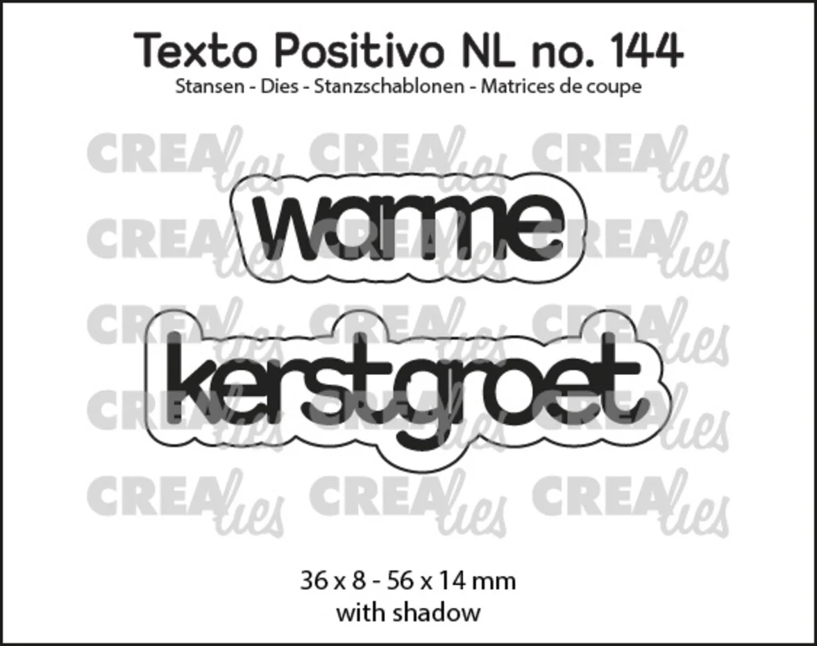 Crealies, Snijmal, Texto Positivo, Warme Kerstgroet - POSNL144