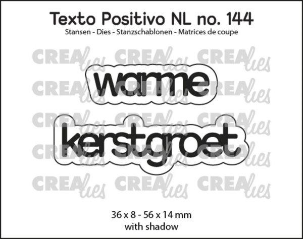 Crealies, Snijmal, Texto Positivo, Warme Kerstgroet - POSNL144