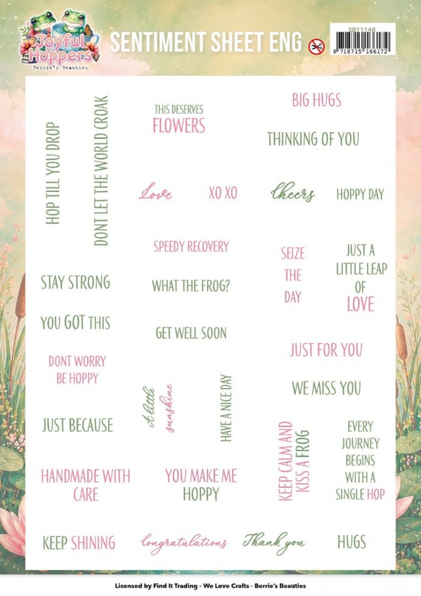 Berrie's Beauties, Push Out, Sentiment Sheet, Joyful Hoppers, ENG - SB11148