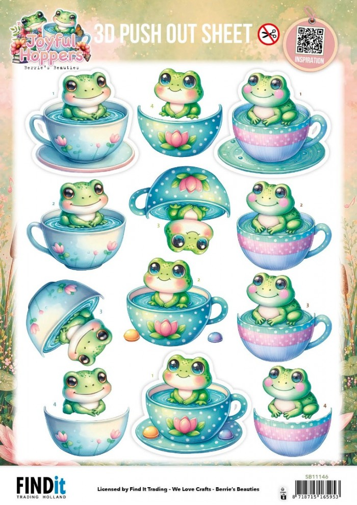 Berrie's Beauties, 3D Push Out, Joyful Hoppers, A Cup of Frog- SB11146