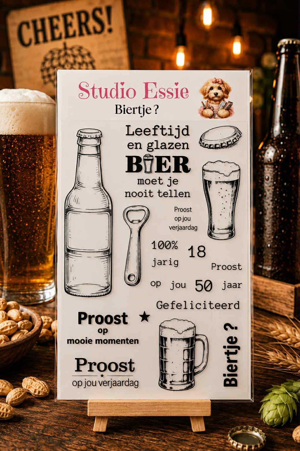 Studio Essie, Clear Stamp, Biertje?