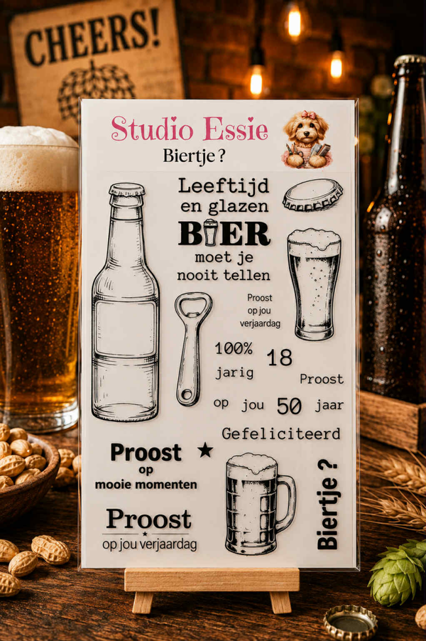 Studio Essie, Clear Stamp, Biertje?