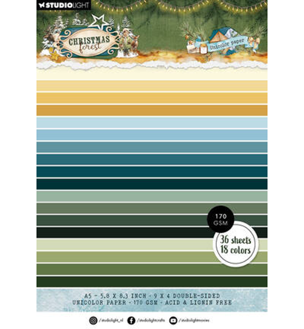 PRE-ORDER - Studiolight, Unicolor Paperpad, Christmas Forest - SL-CF-UPP478