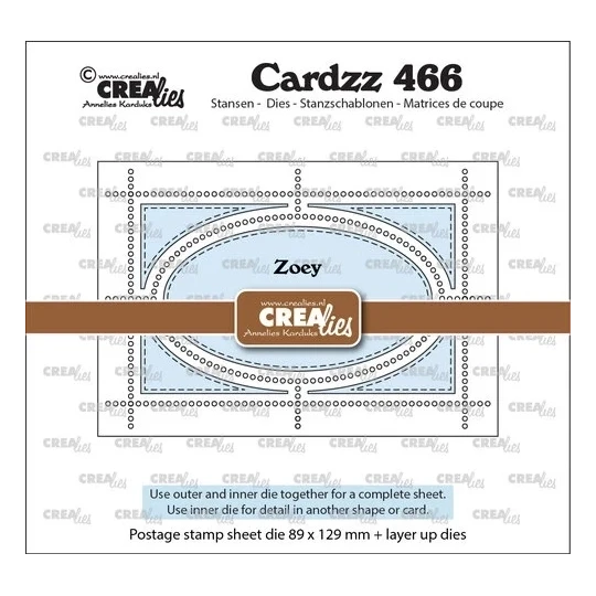 Crealies, Snijmal, Cardzz, Postzegelvel Zoey (Rechthoek met ovaal) - CLCZ466