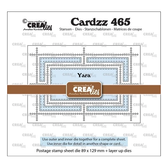 Crealies, Snijmal, Cardzz, Postzegelvel Yara (Rechthoek met rechthoek) - CLCZ465