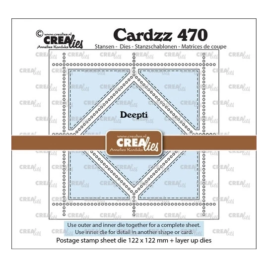 Crealies, Snijmal, Cardzz, Postzegelvel Deepti (Vierkant met gedraaid vierkant) - CLCZ470