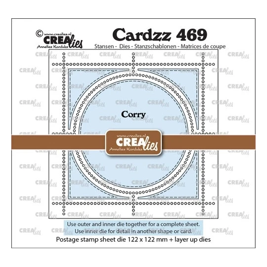 Crealies, Snijmal, Cardzz, Postzegelvel Corry (Vierkant met cirkel) - CLCZ469