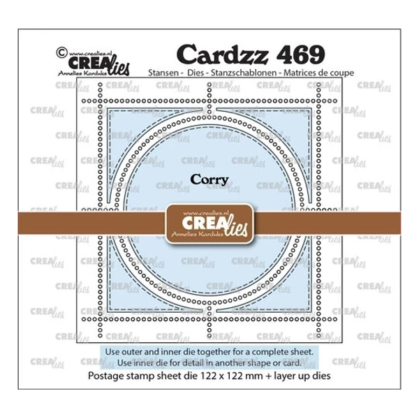 Crealies, Snijmal, Cardzz, Postzegelvel Corry (Vierkant met cirkel) - CLCZ469