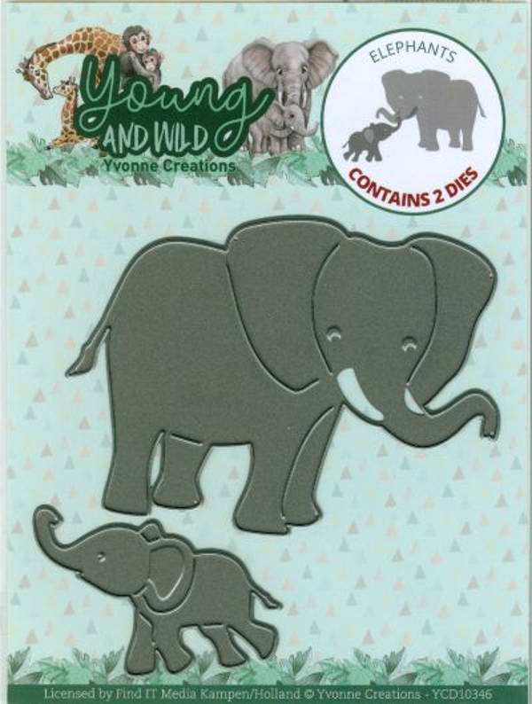 Yvonne Creations, Snijmal, Young and Wild, Elephants - YCD10346