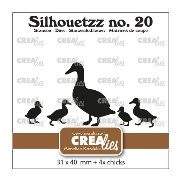 Crealies, Snijmal, Silhouetzz, Eendjes op een Rij - CLSH20