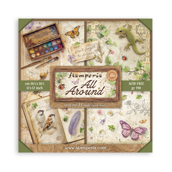 Stamperia, Scrapbook Paperpad, All Around, 12 x 12 inch (Single Face)  - SBBXLB37