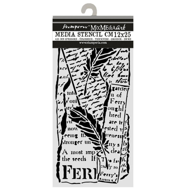 Stamperia, Thick Stencil, All Around, Letter and Feathers, 12 x 25 cm - KSTDL159