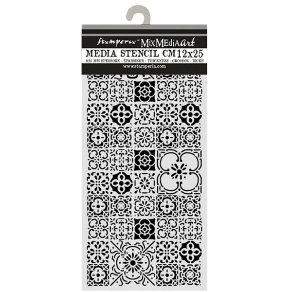 Stamperia, Thick Stencil, All Around, Tile, 12 x 25 cm - KSTDL160