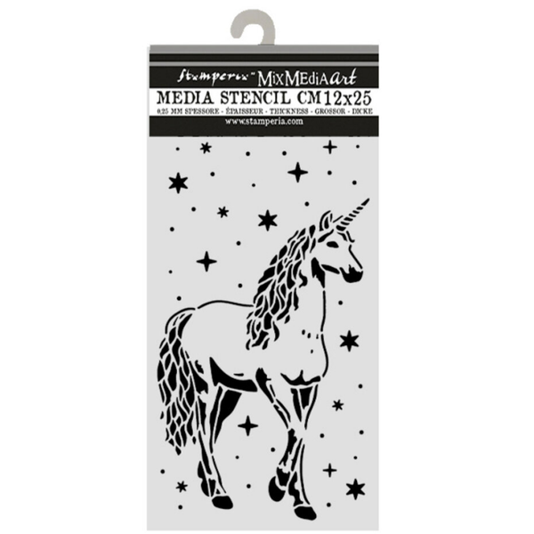 Stamperia, Thick Stencil, Wonderland, Unicorn, 12 x 25 cm - KSTDL162