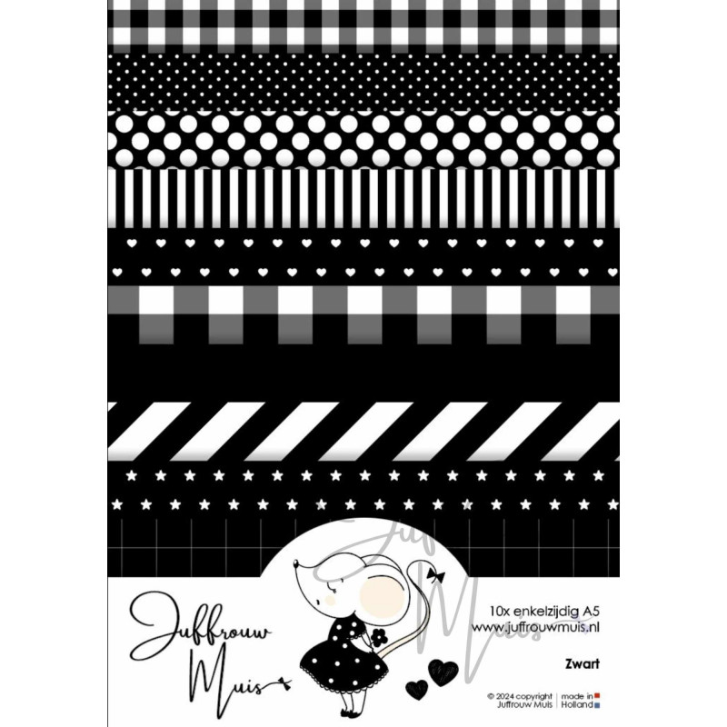 Juffrouw Muis, Tiny Cardstock, Zwart, A5 formaat