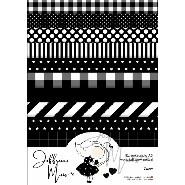 Juffrouw Muis, Tiny Cardstock, Zwart, A5 formaat