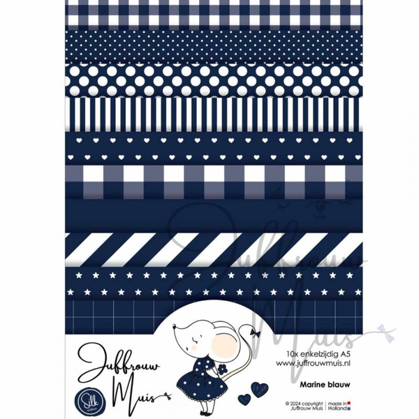 Juffrouw Muis, Tiny Cardstock, Donkerblauw, Silk Edition, A5 formaat