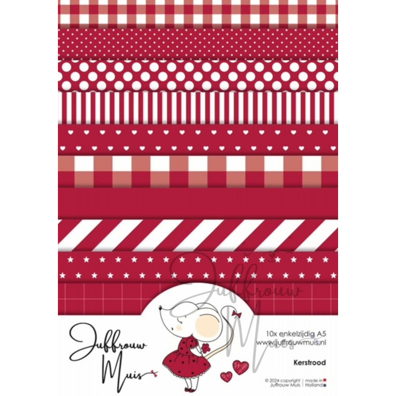 Juffrouw Muis, Tiny Cardstock, Kerstrood, A5 formaat