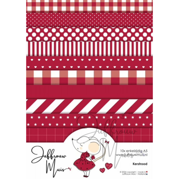 Juffrouw Muis, Tiny Cardstock, Kerstrood, A5 formaat