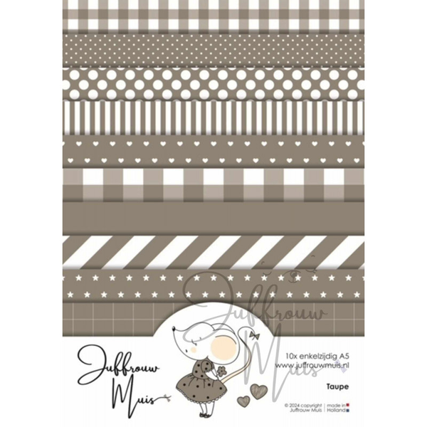 Juffrouw Muis, Tiny Cardstock, Taupe, A5 formaat