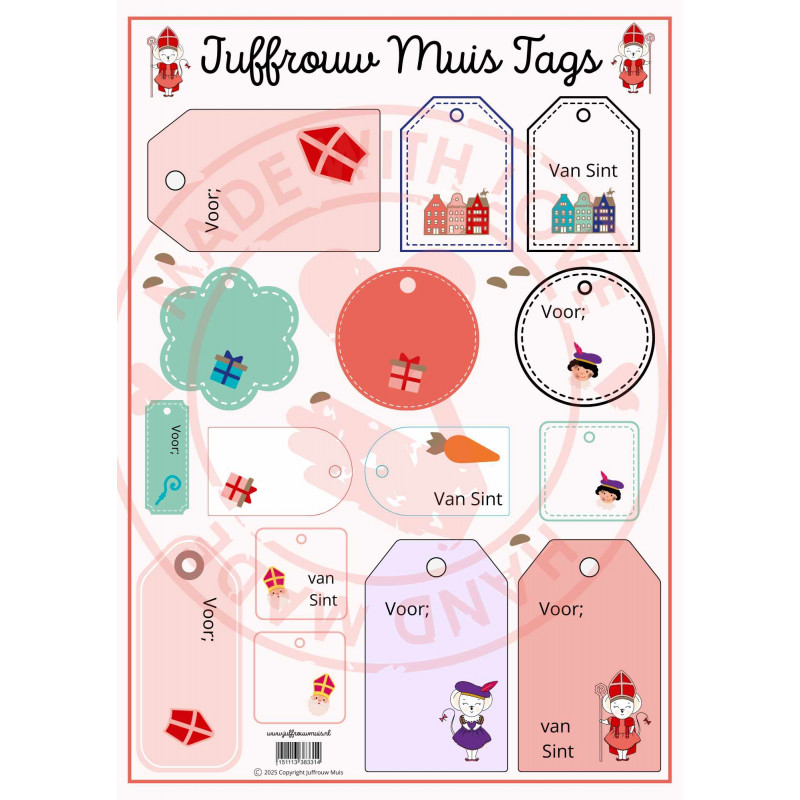 Juffrouw Muis, Knipsel, Sinterklaas Tags