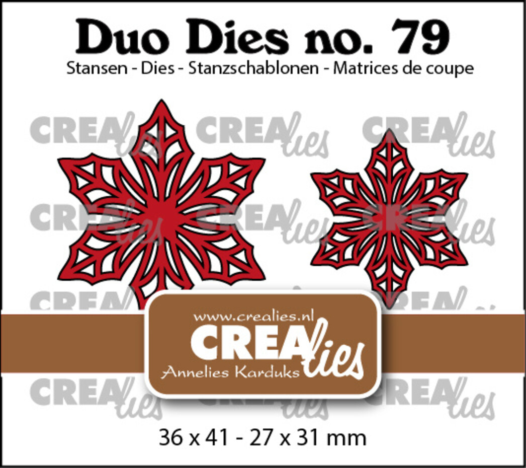 Crealies, Duo Dies, Open Bloemen 33, Kerstster, nr. 79 - CLDD79