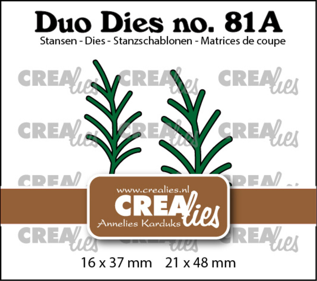Crealies, Duo Dies, Blaadjes 24a, Takjes, nr. 81a (spiegelbeeld) - CLDD81A
