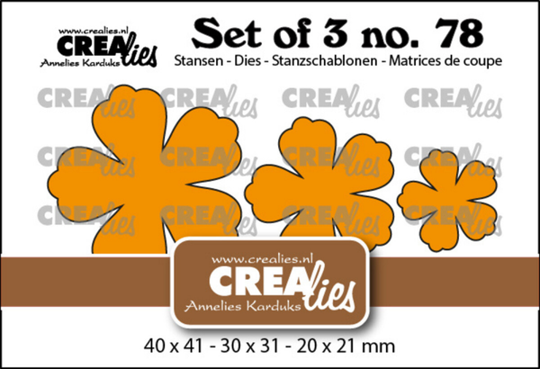 Crealies, Set of 3, Dichte Bloemen 32, nr. 78 - CLSET78