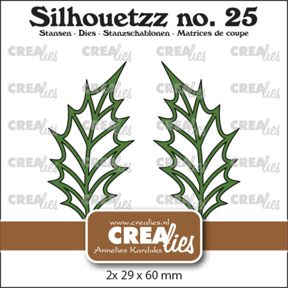 Crealies, Silhouetzz, Blaadjes 22, Open Hulstblad Groot en Spiegelbeeld, Nr. 25 - CLSH25