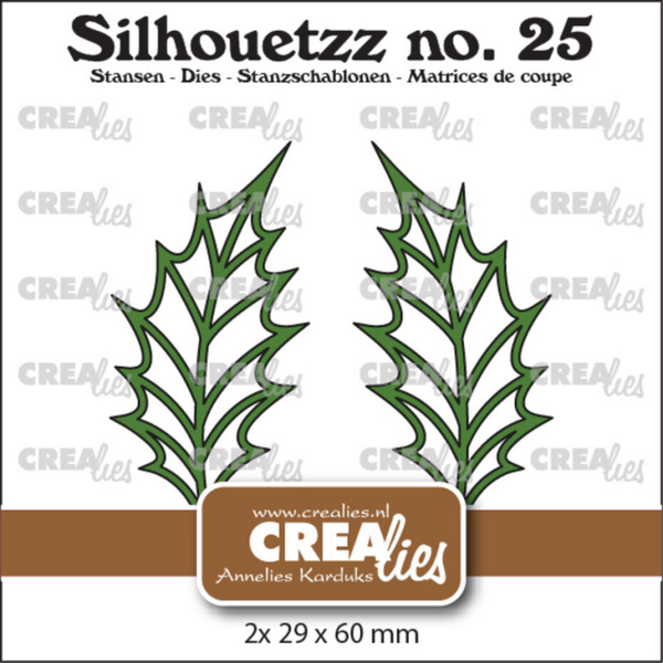 Crealies, Silhouetzz, Blaadjes 22, Open Hulstblad Groot en Spiegelbeeld, Nr. 25 - CLSH25