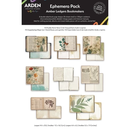 Arden Creative, Amber Ledgers, Ephemera Pack Bookmakers by Katie Pertiet, 85 pcs - ACSEP0018