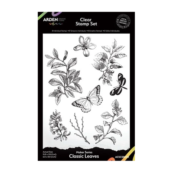 Arden Creative, Maker Series, Clear Stamp, Classic Leaves by Katie Pertiet, 6x8 inch - ACSCS0040