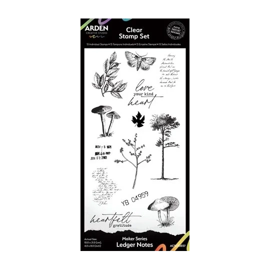 Arden Creative, Maker Series, Clear Stamp, Ledger Notes by Katie Pertiet, 4x8 inch - ACSCS0037