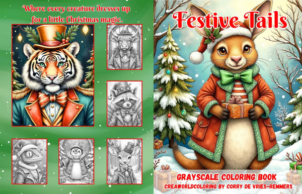 Corry de Vries, Grayscale Coloring Book, Festive Tales