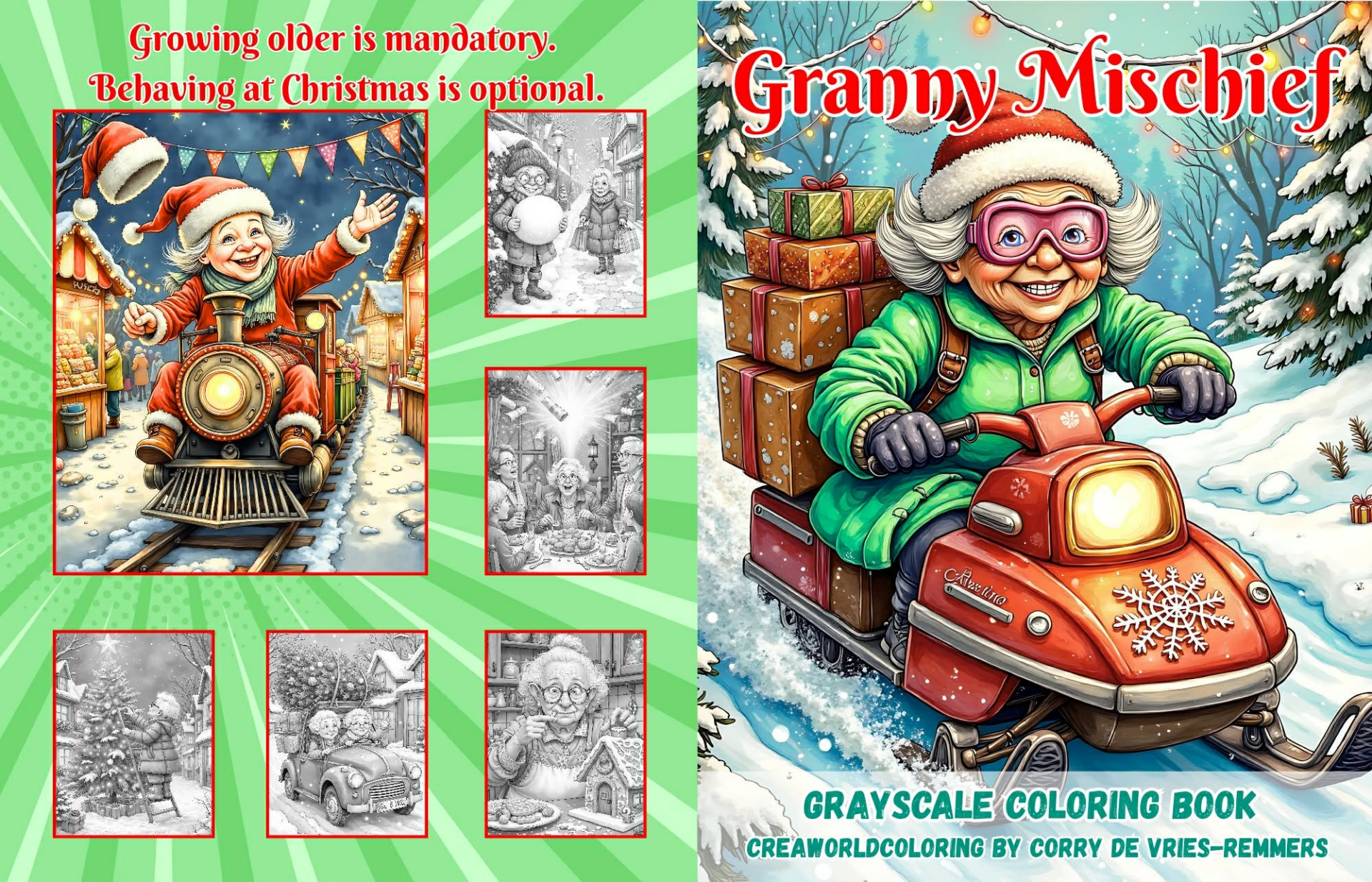 Corry de Vries, Grayscale Coloring Book, Granny Mischief