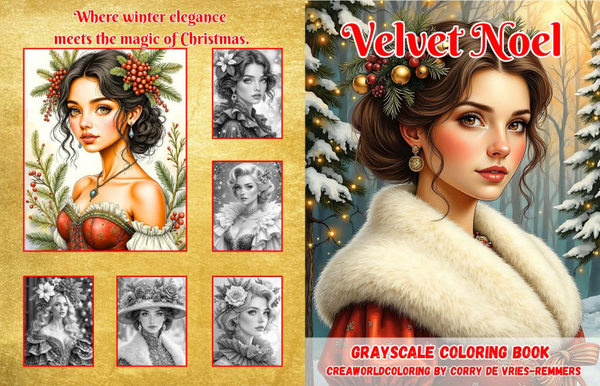 Corry de Vries, Grayscale Coloring Book, Velvet Noel
