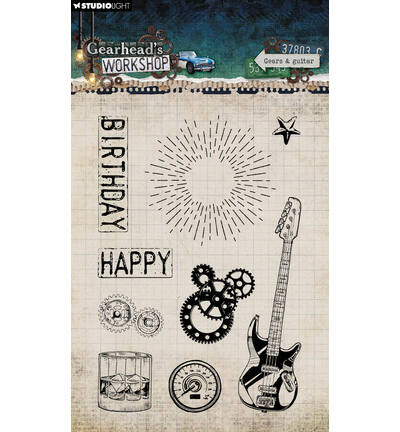 Studiolight, Clear Stamp, Gearhead's Workshop, Gears & Guitar - SL-GW-STAMP944