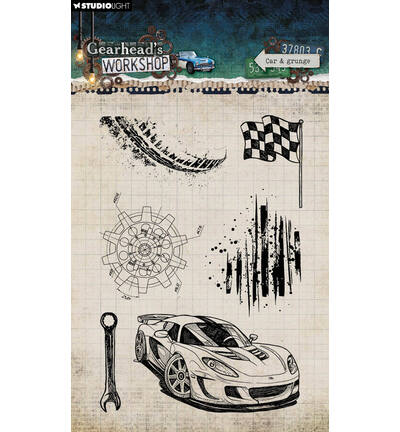Studiolight, Clear Stamp, Gearhead's Workshop, Car & Grunge - SL-GW-STAMP945