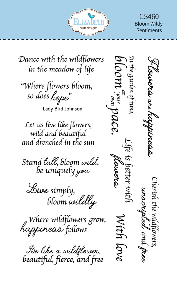 Elizabeth Craft Design, Clear Stamp, Bloom Wildly Sentiments - CS460